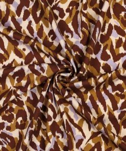 Viskosestoff – Stretch, Leomusterung Lila Zimt Braun