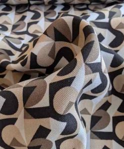 Viskose Twill – Retro Musterung Tupfen Braun Grau