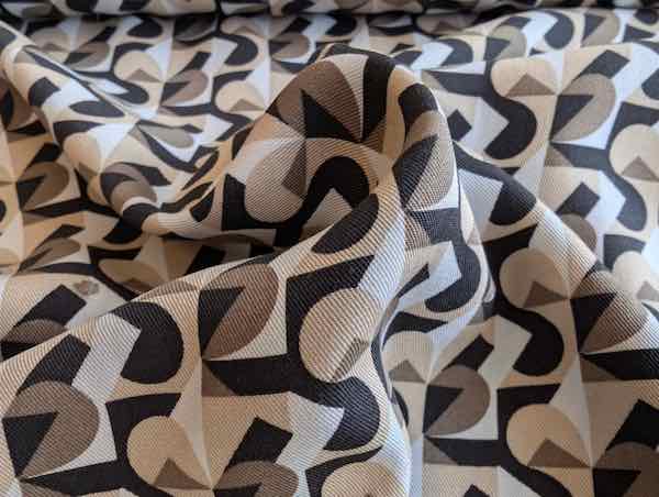 Viskose Twill – Retro Musterung Tupfen Braun Grau – Bild 4