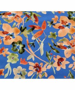 Leichter Viskose Stretch, Blumenmusterung Blau