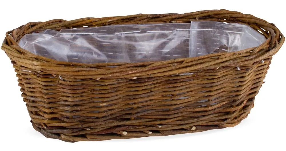 Weidekörbe oval Pflanzkörbe Pflanzgefäße Naturdeko foliert braun 1 Stk 2 Größen – Bild 3