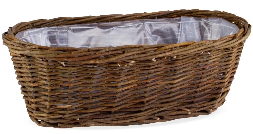 Weidekörbe oval Pflanzkörbe Pflanzgefäße Naturdeko foliert braun 1 Stk 2 Größen – Bild 4