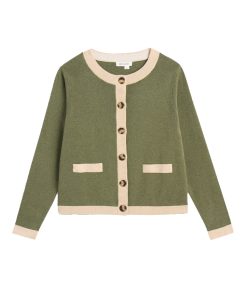 White Stuff – Strickjacke „Charlotte“, Biobaumwolle, khaki green