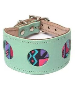 Breites Windhund-Halsband, türkis/Stoff (S,M,L)