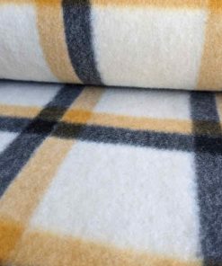 Flanell, Karomuster in Dunkelgrau / Senf / Ecru