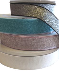 Gummiband 40 mm / unifarben – mit Lurex – 3 Meter Länge – Bundgummi