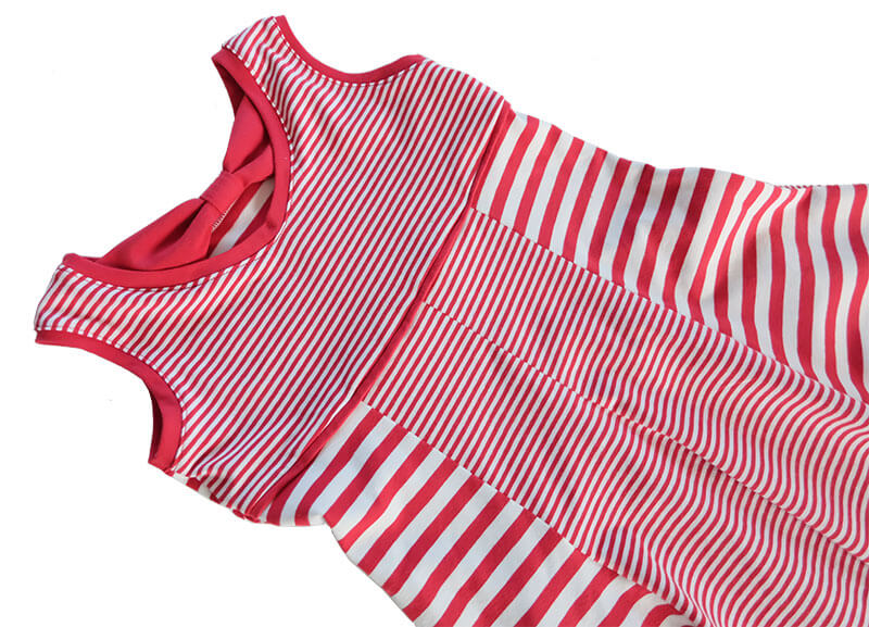 Jersey, feine Streifen Taupe / Weiß – Bild 3