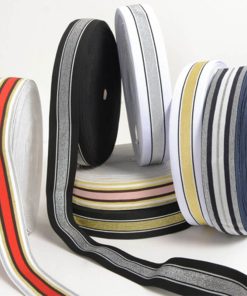 Elastic-Band, Gummiband Metallic gestreift, 40 mm breit – 3 Meter