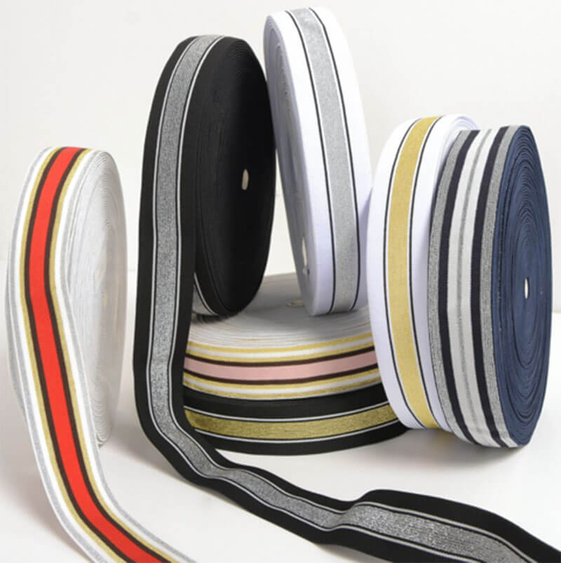 Elastic-Band, Gummiband Metallic gestreift, 40 mm breit – 3 Meter – Bild 2