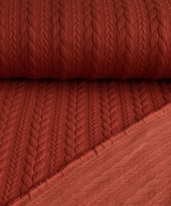 Dehnbarer Strickstoff mit Zopfmuster, Rost