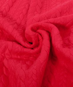 Dehnbarer Strickstoff mit Zopfmuster, Rot