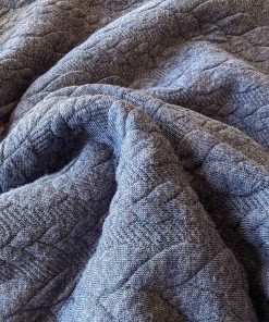 Dehnbarer Strickstoff mit Zopfmuster, Blau