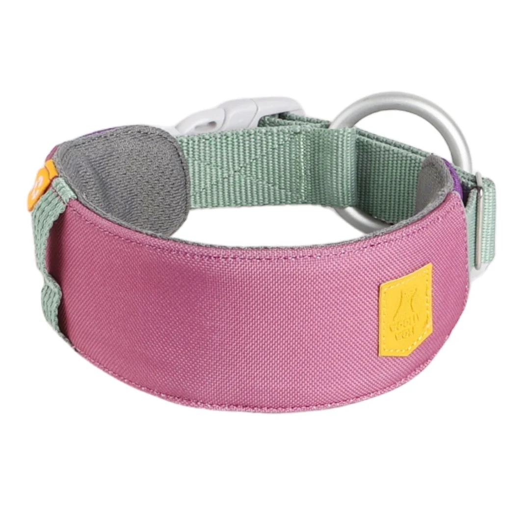 Woolly Wolf „Alpha 360°“ Halsband, 100% recyceltes Polyester, extra breit/weich, Mauve-Mix (M, XL)