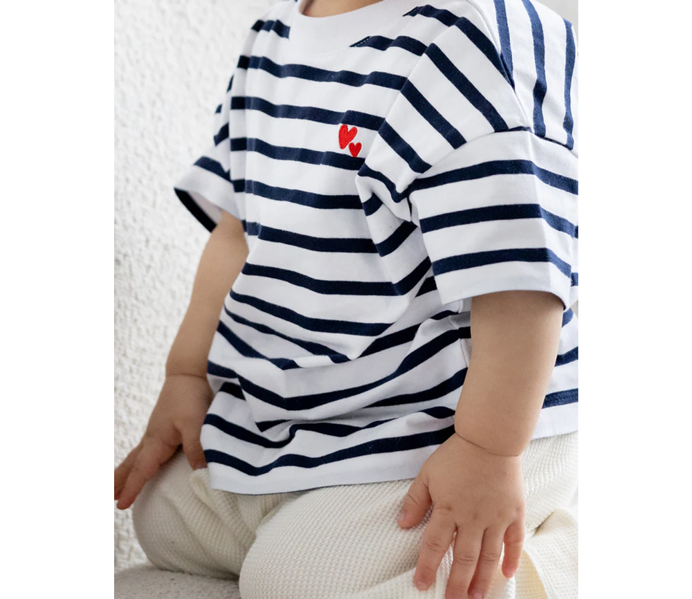 Atelier Rive – T-Shirt COLETTE Mini, white/navy, Biowolle – Bild 4