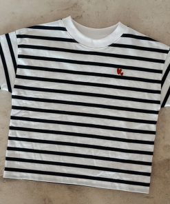 Atelier Rive – T-Shirt COLETTE Mini, white/navy, Biowolle