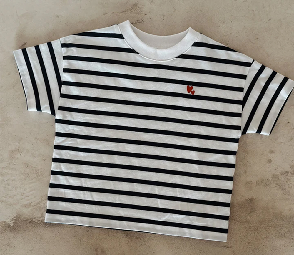 Atelier Rive – T-Shirt COLETTE Mini, white/navy, Biowolle