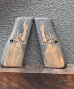 FN Browning High Power, Motiv Freiheitsstatue mit Waffe, MAK-Grips, Walnuss, Neuware zum Sonderpreis!