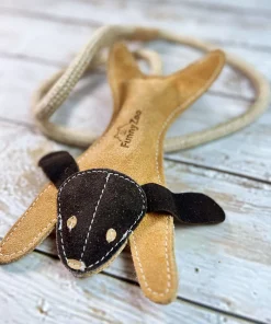 Wildleder-Hase mit langem Seil und Griff, Länge 110 cm (Baumwolle, Jute, gefüllt mit Kokosfaser)