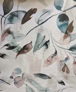 Baumwollstoff, Canvas, Eukalyptus Blätter auf Beige