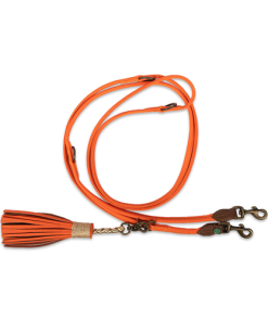 DWAM, Juicy orange, 3-fach verstellbare Hundeleine, aus rundem Feinleder, 2,2m (S)