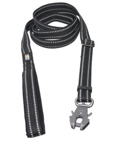 Rukka Pets Aramid Pro Leash, 1,2m-2m, Schwerlaskarabiner, Band aus haltbarer Aramidfaser, gepolsterte Handschlaufe, schwarz/reflektierend