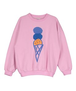 Lötiekids – Sweatshirt ‚ICE CREAM‘, bubble pink, Bio-Baumwolle