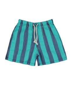 Lötiekids – Bermudashorts ‚STRIPES‘, denim & mint, Bio-Baumwolle