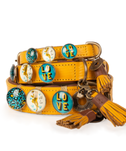 DWAM Leder-Halsband „New York Yankee“, inkl. 3 abnehmbaren Knöpfen (M)