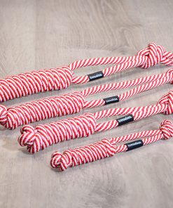 Treusinn Tau-Spielzeug SPIELY, strapazierfähiges Segeltau, schwimmt, frei von Schadstoffen, rot/weiß (S, M, L, XL)