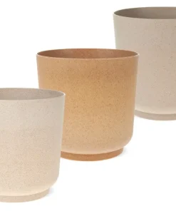 Übertöpfe matte Oberfläche rund Polypropylen & Holz 1 Stk Ø 15×15 cm 3 Farben