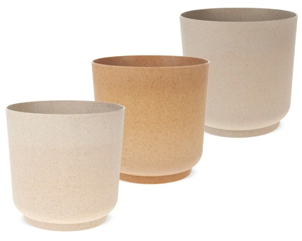 Übertöpfe matte Oberfläche rund Polypropylen & Holz 1 Stk Ø 15×15 cm 3 Farben – Bild 2