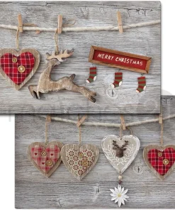 Tischsets Platzsets Weihnachten Merry Christmas Herzen 4 Stk. abwaschbar 43,5 cm