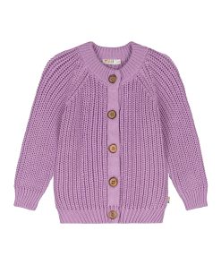 YUKI – Strickjacke Chunky Knit, ORCHID, Bio Baumwolle